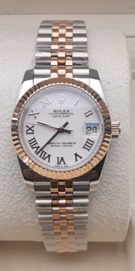 Rolex Rose gold white roman